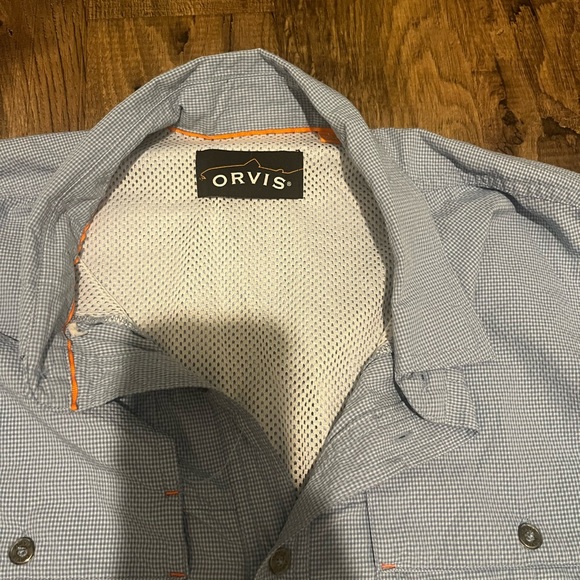 Orvis Blue Checkered Shirt- large - Picture 2 of 8